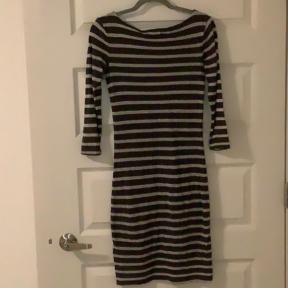 James Perse Gray Cotton Striped Dress Size 1 - Picture 2 of 4